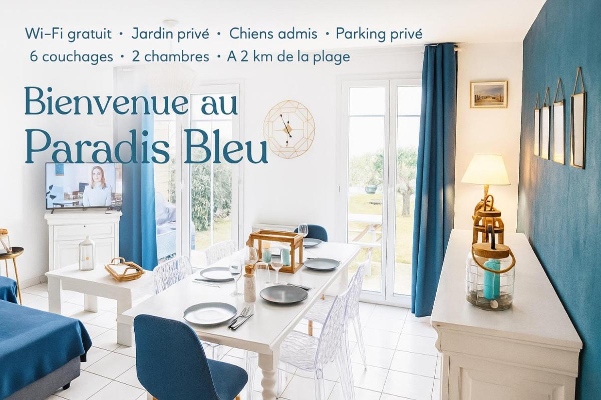 Au paradis bleu maison 6 couchages ok chiens jardin